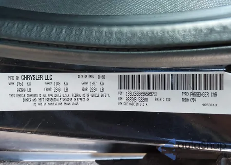 2009 Dodge Avenger R/T from USA, damaged, VIN 1B3LC56B09N509792